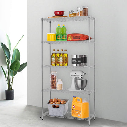 Heavy - Duty Adjustable Wire Storage Shelf – 36" x 14" x 71" – 220 lb Capacity per Shelf (Chrome or Black) - with Chrome | Sold by Uncle Wiener's Wholesale