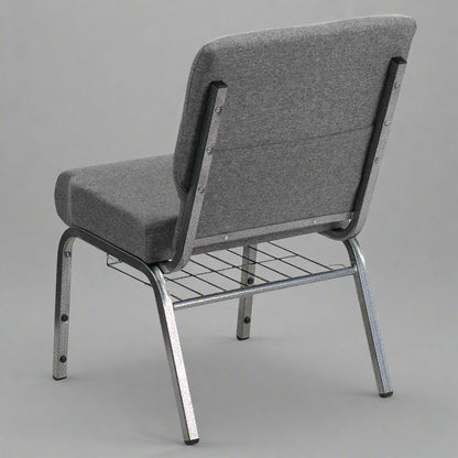 Side view of black frame padded banquet chair for events and conferences
