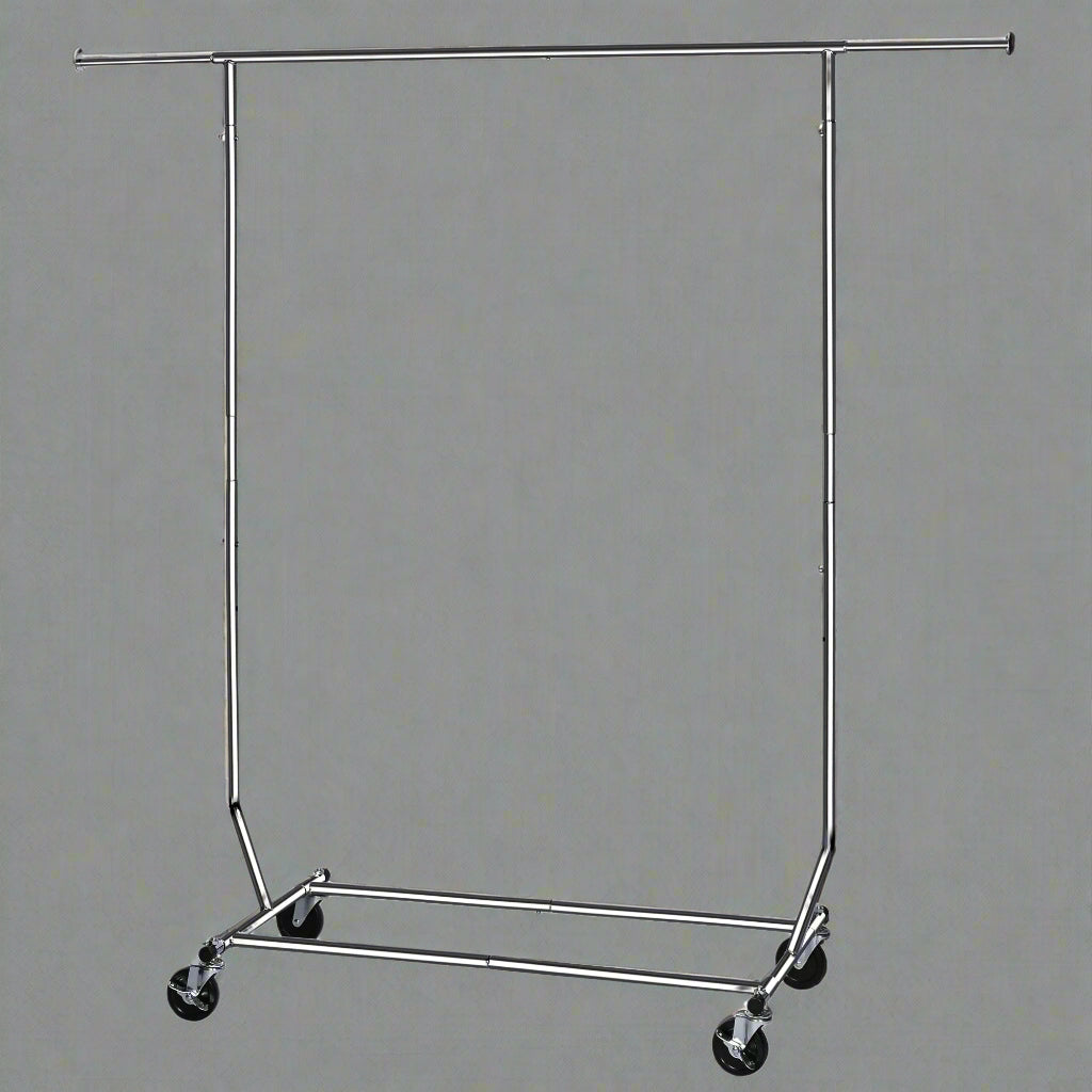 "Heavy-Duty Collapsible Single Rail Clothing Rack with Wheels"

"Adjustable Double Rail Chrome Garment Rack for Retail and Home"

"Heavy-Duty Commercial Clothing Rack Assembly Diagram"

"Smooth Rolling Wheels for Garment Racks – Close-Up View"