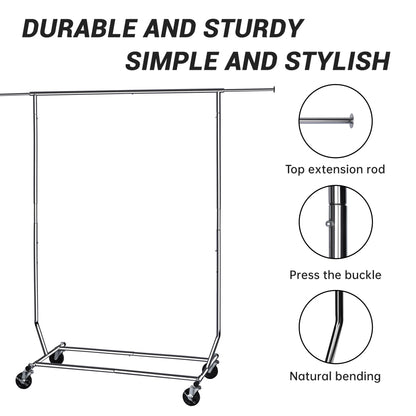 "Heavy-Duty Collapsible Single Rail Clothing Rack with Wheels"

"Adjustable Double Rail Chrome Garment Rack for Retail and Home"

"Heavy-Duty Commercial Clothing Rack Assembly Diagram"

"Smooth Rolling Wheels for Garment Racks – Close-Up View"