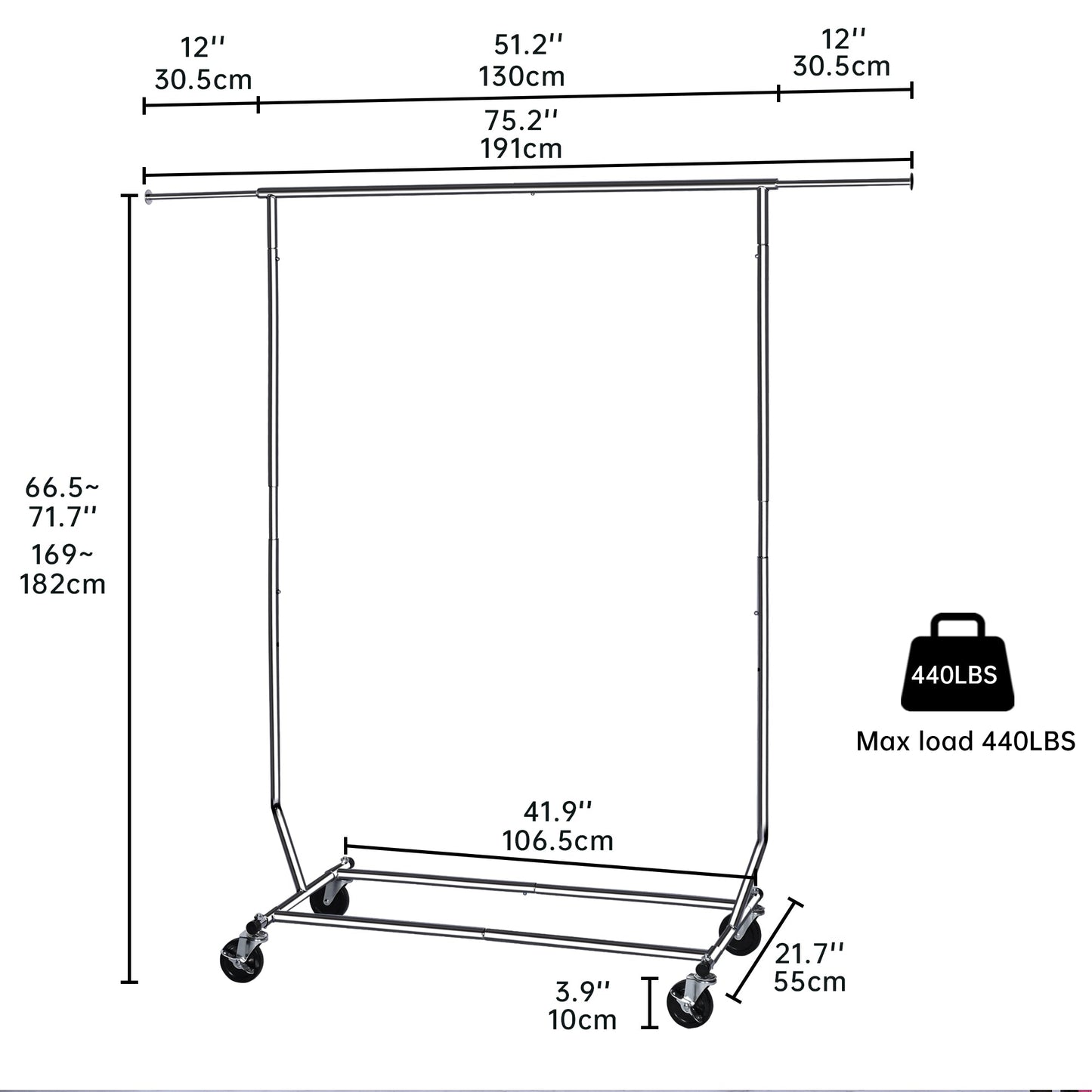 "Heavy-Duty Collapsible Single Rail Clothing Rack with Wheels"

"Adjustable Double Rail Chrome Garment Rack for Retail and Home"

"Heavy-Duty Commercial Clothing Rack Assembly Diagram"

"Smooth Rolling Wheels for Garment Racks – Close-Up View"