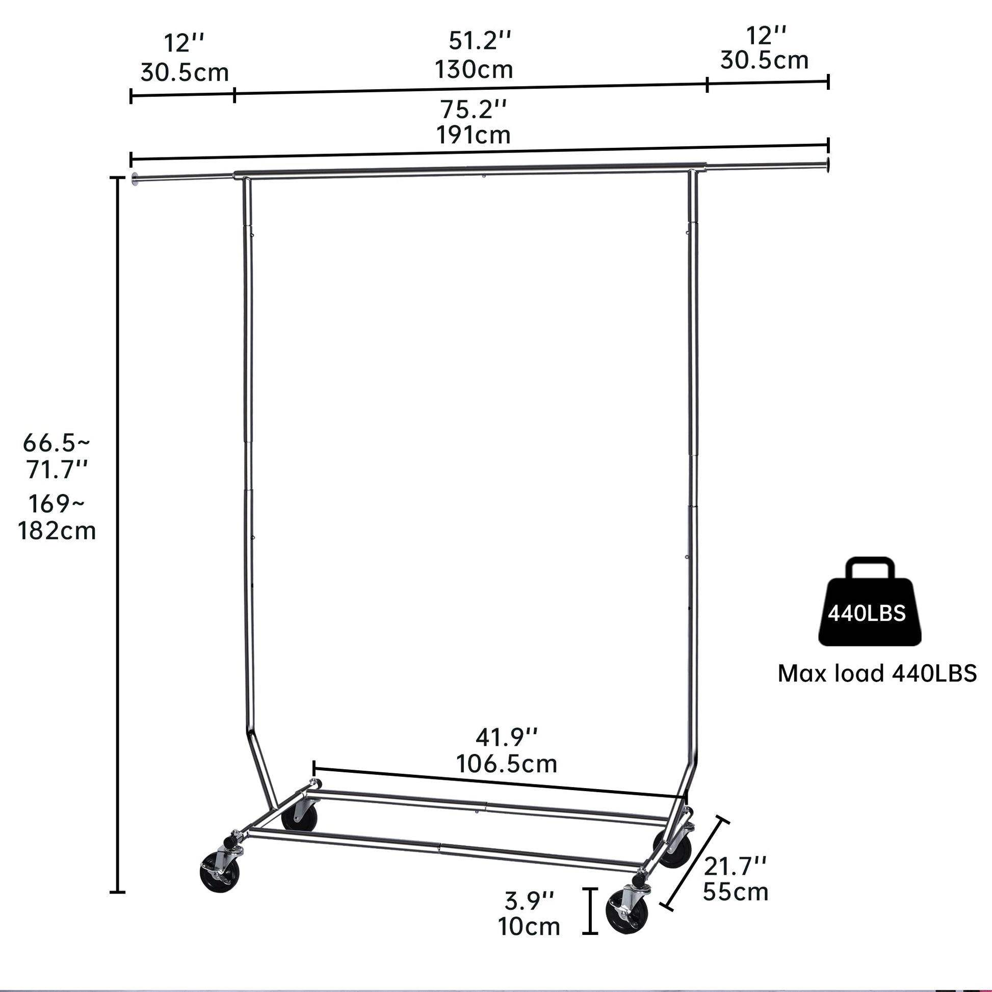 "Heavy-Duty Collapsible Single Rail Clothing Rack with Wheels"

"Adjustable Double Rail Chrome Garment Rack for Retail and Home"

"Heavy-Duty Commercial Clothing Rack Assembly Diagram"

"Smooth Rolling Wheels for Garment Racks – Close-Up View"