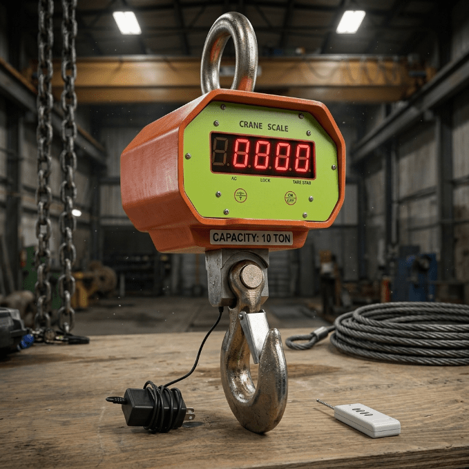 Heavy - Duty Digital Crane Scale – Wireless Remote Industrial Hanging Scale - 5 - Ton and 10 - Ton Capacities - General Equipment with 10 TON CRANE SCALE YB75010T | Sold by Uncle Wiener's Wholesale
