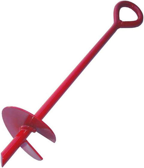 Heavy Duty Earth Anchors – 18″ & 30″ Auger Ground Stakes with Welded Eye Ring Red Powder - Coated Steel - with 30inch | Sold by Uncle Wiener's Wholesale