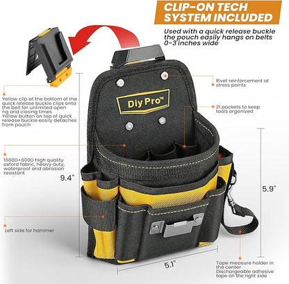 Heavy Duty Electrician Tool Pouch – Multi Pocket Technician Organizer with Belt Clip - with | Sold by Uncle Wiener's Wholesale