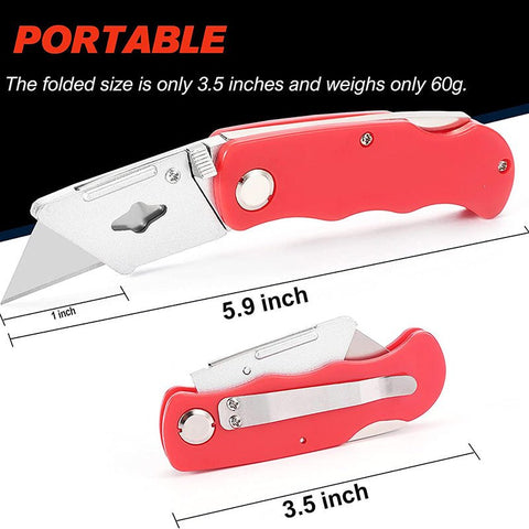Heavy - Duty Folding Utility Knife with 3 Replaceable Blades – Safety Grip Cutter | SKU UK3B - with | Sold by Uncle Wiener's Wholesale