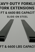 Heavy-Duty Forklift Fork Extensions – Slide-On Steel Sleeves in 10 FT and 8 FT Lengths with 6600 lbs Capacity