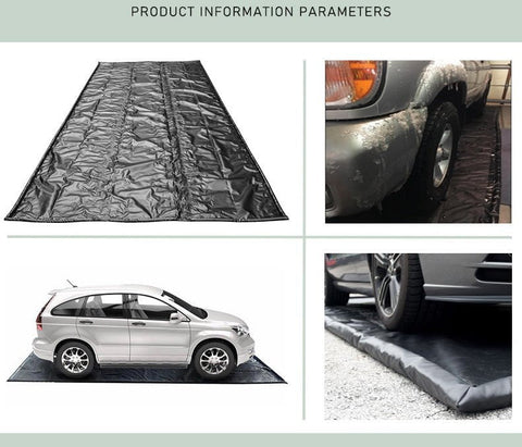 garage containment mat for winter snow and water protection
SUV parked on 8.6x20 ft waterproof garage mat
car on 8x18 ft floor containment mat in garage