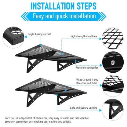 Heavy Duty Garage Storage Wall Shelf – 2x4 FT Carbon Steel Black Powder Coated PMDB003 - with | Sold by Uncle Wiener's Wholesale