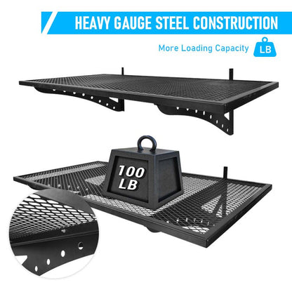 Heavy Duty Garage Storage Wall Shelf – 2x4 FT Carbon Steel Black Powder Coated PMDB003 - with | Sold by Uncle Wiener's Wholesale