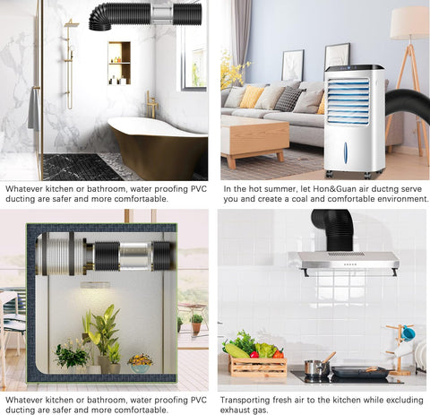 Heavy - Duty Insulated Dryer Vent Hose – 4", 6", 8" Sizes – 16FT with Clamps | HVAC Flexible Ducting - with 4" Diameter 16FT 2 Metal Duct Clamps | Sold by Uncle Wiener's Wholesale