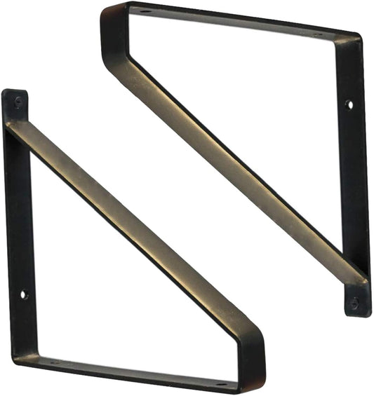 Heavy Duty Iron Wall Shelf Bracket L Shape 8" 12" Floating Shelf Support Brackets Black Steel - with 8″ BRACKET | Sold by Uncle Wiener's Wholesale