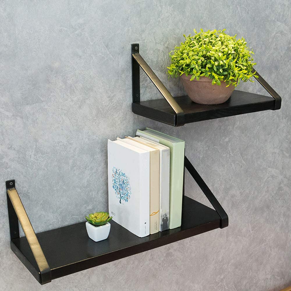Heavy Duty Iron Wall Shelf Bracket L Shape 8" 12" Floating Shelf Support Brackets Black Steel - with 12″ BRACKET | Sold by Uncle Wiener's Wholesale