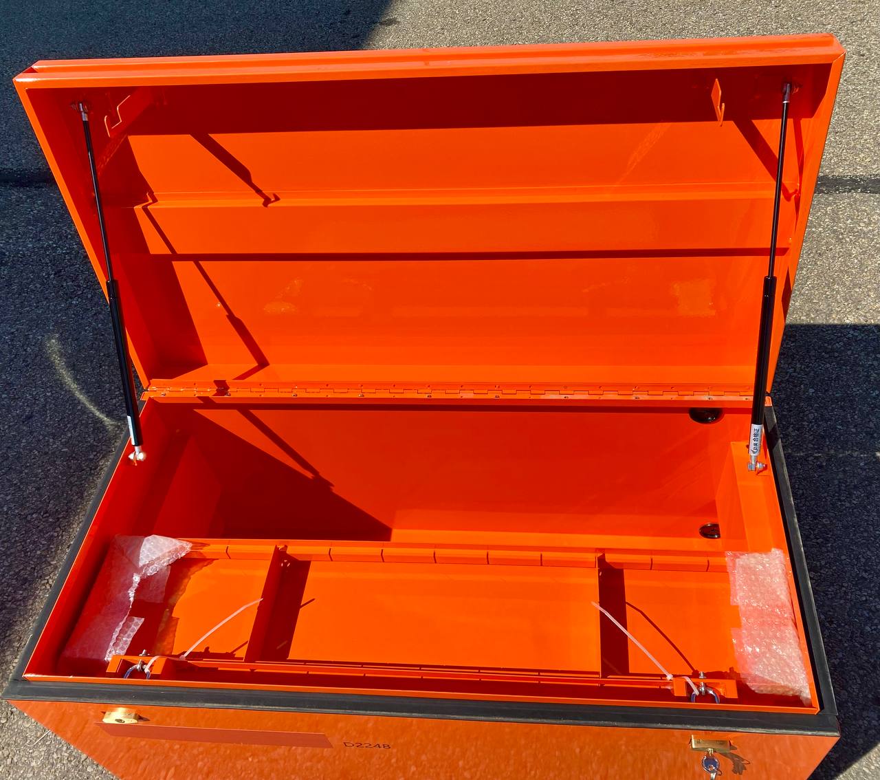 Heavy - Duty Job Box – 48 x 22.5 Steel Storage Chest with Gas Struts & Lockable Lid RB38481 - with | Sold by Uncle Wiener's Wholesale