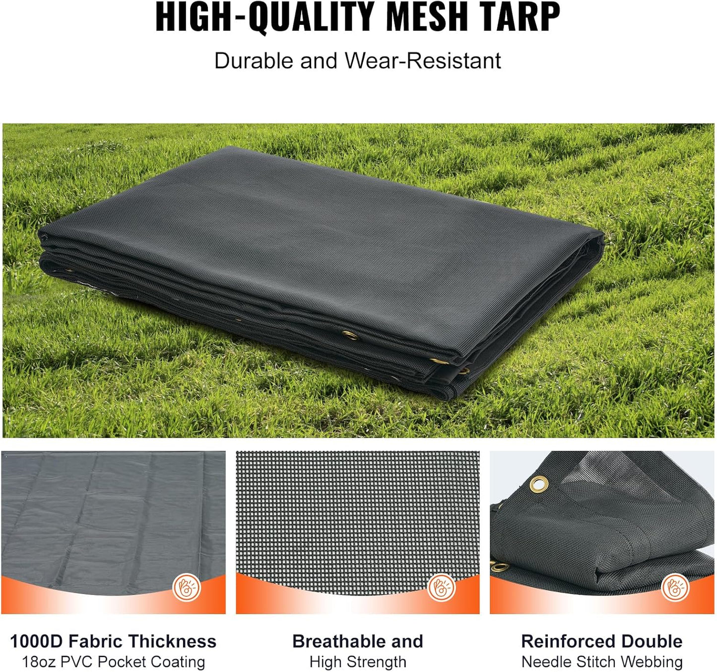 Heavy - Duty Mesh Dump Truck Tarps – Vinyl Coated 6×14 & 7×18 FT - with 6×14 FT | Sold by Uncle Wiener's Wholesale