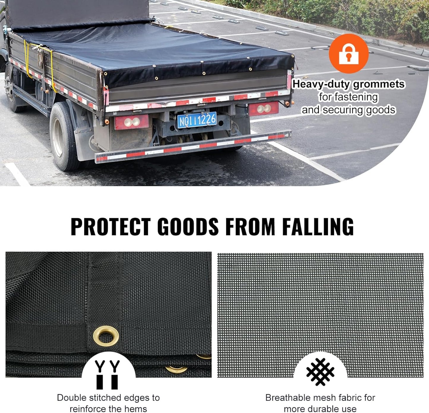 Heavy - Duty Mesh Dump Truck Tarps – Vinyl Coated 6×14 & 7×18 FT - with 6×14 FT | Sold by Uncle Wiener's Wholesale
