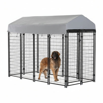 Heavy - Duty Outdoor Dog Kennel House Pen with Roof – 4x4 & 4x8 FT Options - with 4X4X4.3 FT | Sold by Uncle Wiener's Wholesale