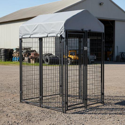 Heavy - Duty Outdoor Dog Kennel House Pen with Roof – 4x4 & 4x8 FT Options - with 4X4X4.3 FT | Sold by Uncle Wiener's Wholesale