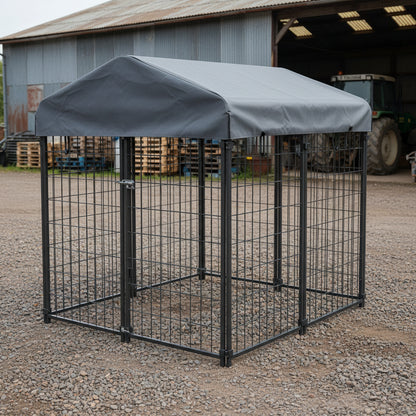 Heavy - Duty Outdoor Dog Kennel House Pen with Roof – 4x4 & 4x8 FT Options - with 4X4X4.3 FT | Sold by Uncle Wiener's Wholesale