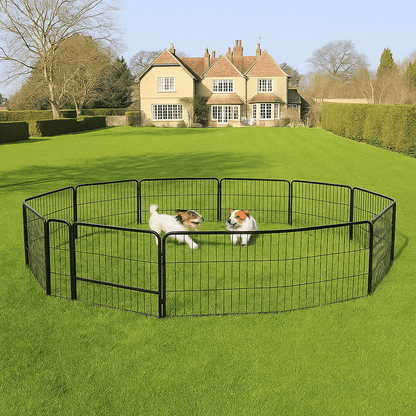 Heavy Duty Outdoor Dog Playpen Fence – 8, 16, 24 Panel Metal Dog Run - with 8 Panel | Sold by Uncle Wiener's Wholesale