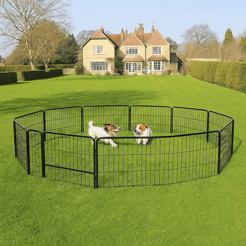 Heavy Duty Outdoor Dog Playpen Fence – 8, 16, 24 Panel Metal Dog Run - with 8 Panel | Sold by Uncle Wiener's Wholesale