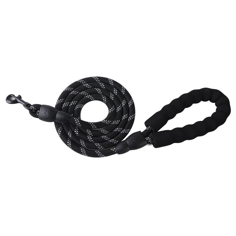 Heavy Duty Padded Reflective Rope Dog Leash 78.7 in – Nylon Training & Walking Leash with Comfortable Handle | DRL200 Series - with Black | Sold by Uncle Wiener's Wholesale