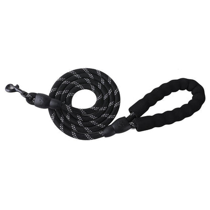 Heavy Duty Padded Reflective Rope Dog Leash 78.7 in – Nylon Training & Walking Leash with Comfortable Handle | DRL200 Series - with Black | Sold by Uncle Wiener's Wholesale