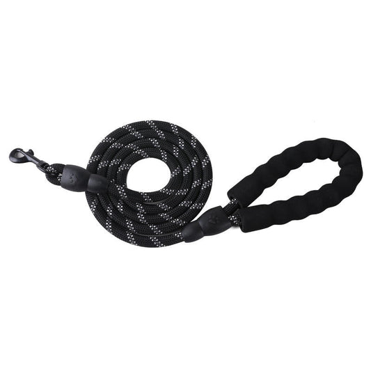 Heavy Duty Padded Reflective Rope Dog Leash 78.7 in – Nylon Training & Walking Leash with Comfortable Handle | DRL200 Series - with Black | Sold by Uncle Wiener's Wholesale