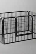 8-panel steel pet playpen outdoors on grass

4-panel indoor dog playpen for small pets

Close-up of pet enclosure with locking gate

Modular playpen panels arranged in circular shape

Folded pet playpen showing compact storage