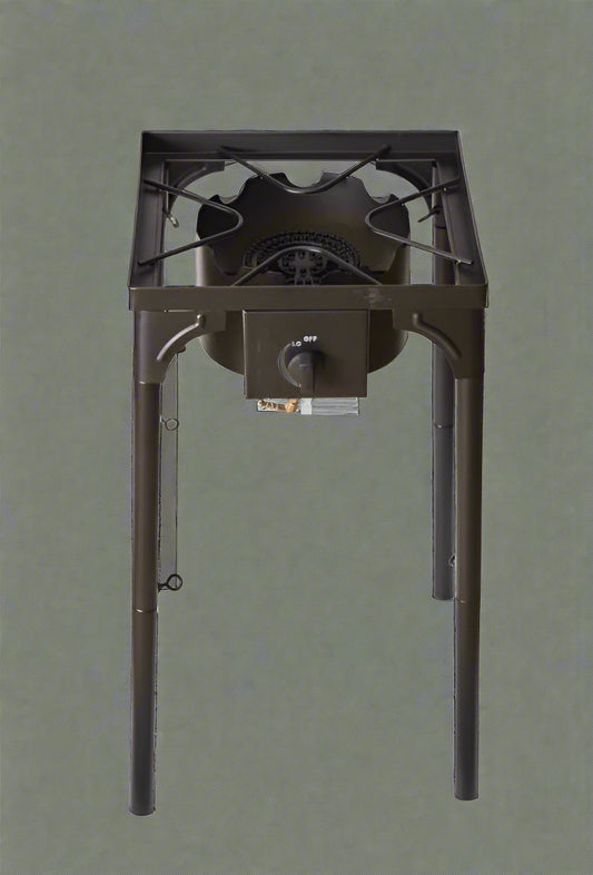 “Heavy-duty propane gas burner with regulator hose”
“Triple burner propane cooker for camping and patio use”