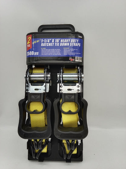 Heavy Duty Ratchet Tie Down Straps & Bungee Cord Set – 2Pc 1-1/4" × 16", 4Pc 1" × 15", 2Pc 1" × 10' with 16Pc Bungee Cords - with 2 Pc 1-1/4" x 16' | Sold by Uncle Wiener's Wholesale