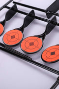 Target stand showing impact-resilient steel paddles