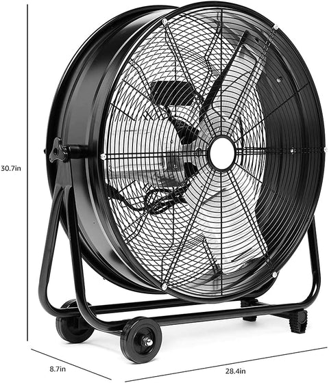 Heavy-Duty Rolling Floor Fan Side View