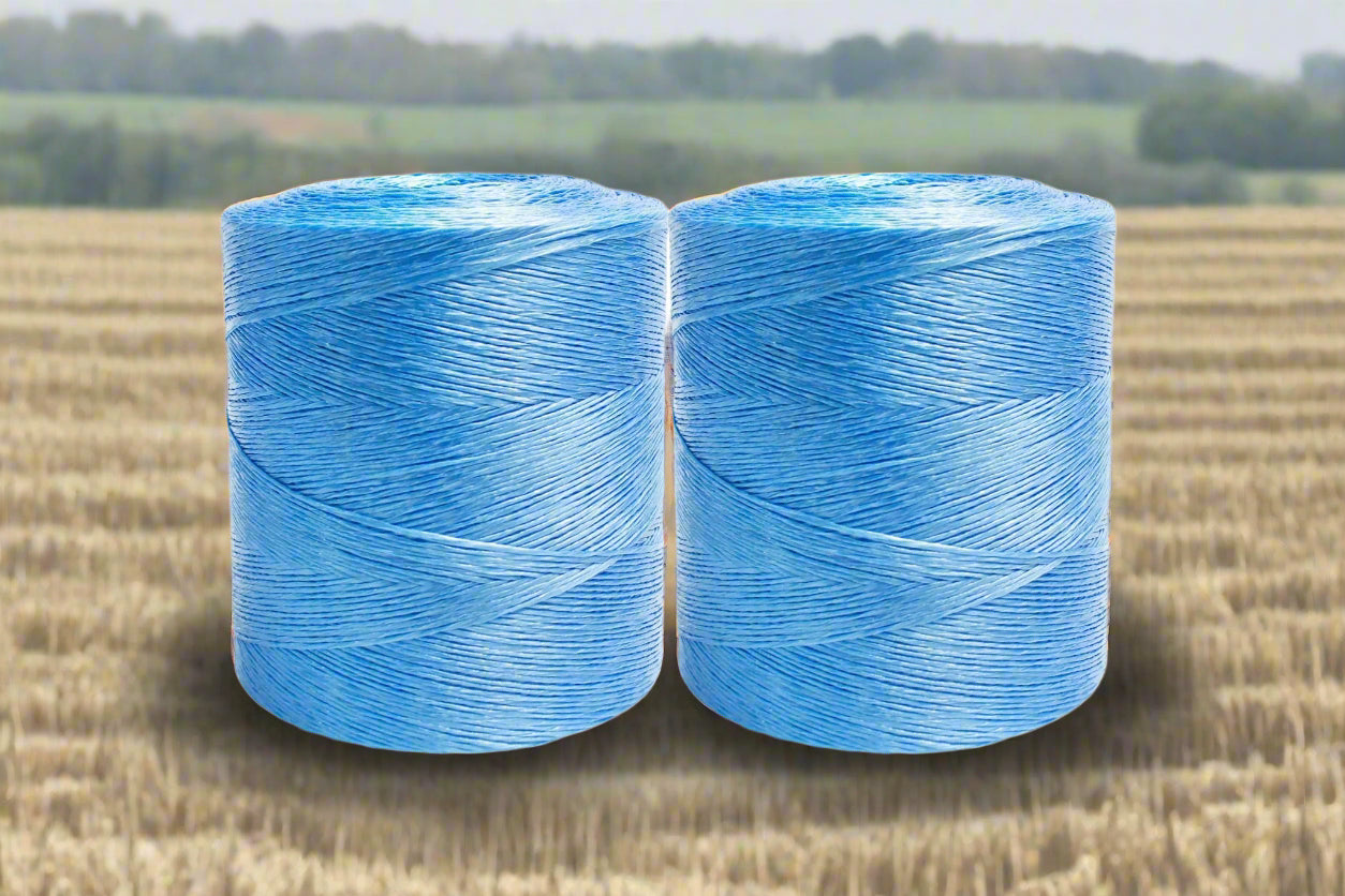 Heavy-Duty Round Baler Twine Rolls – Orange and Blue, 110 lb & 130 lb Strength for Agricultural Use