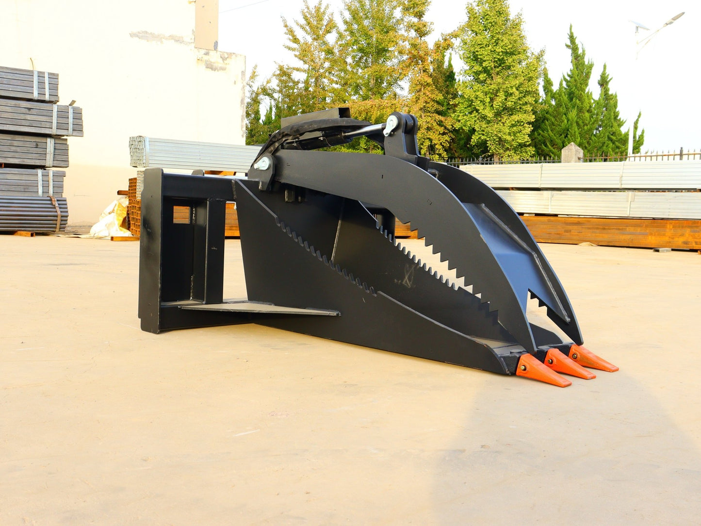 Heavy - Duty Skid Steer Hydraulic Stump Bucket Grapple for Tree and Root Removal SU12026 - with | Sold by Uncle Wiener's Wholesale