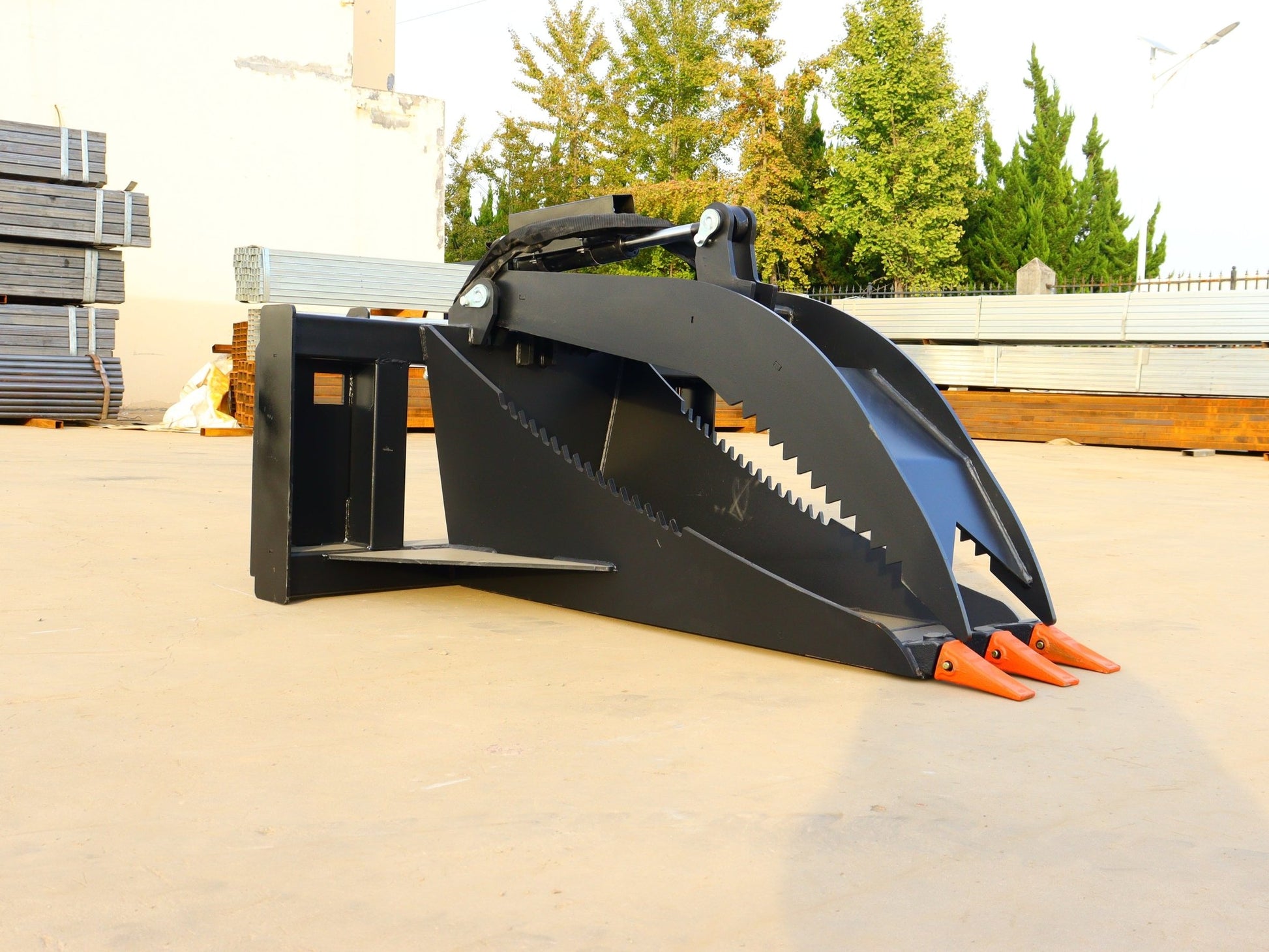Heavy - Duty Skid Steer Hydraulic Stump Bucket Grapple for Tree and Root Removal SU12026 - with | Sold by Uncle Wiener's Wholesale