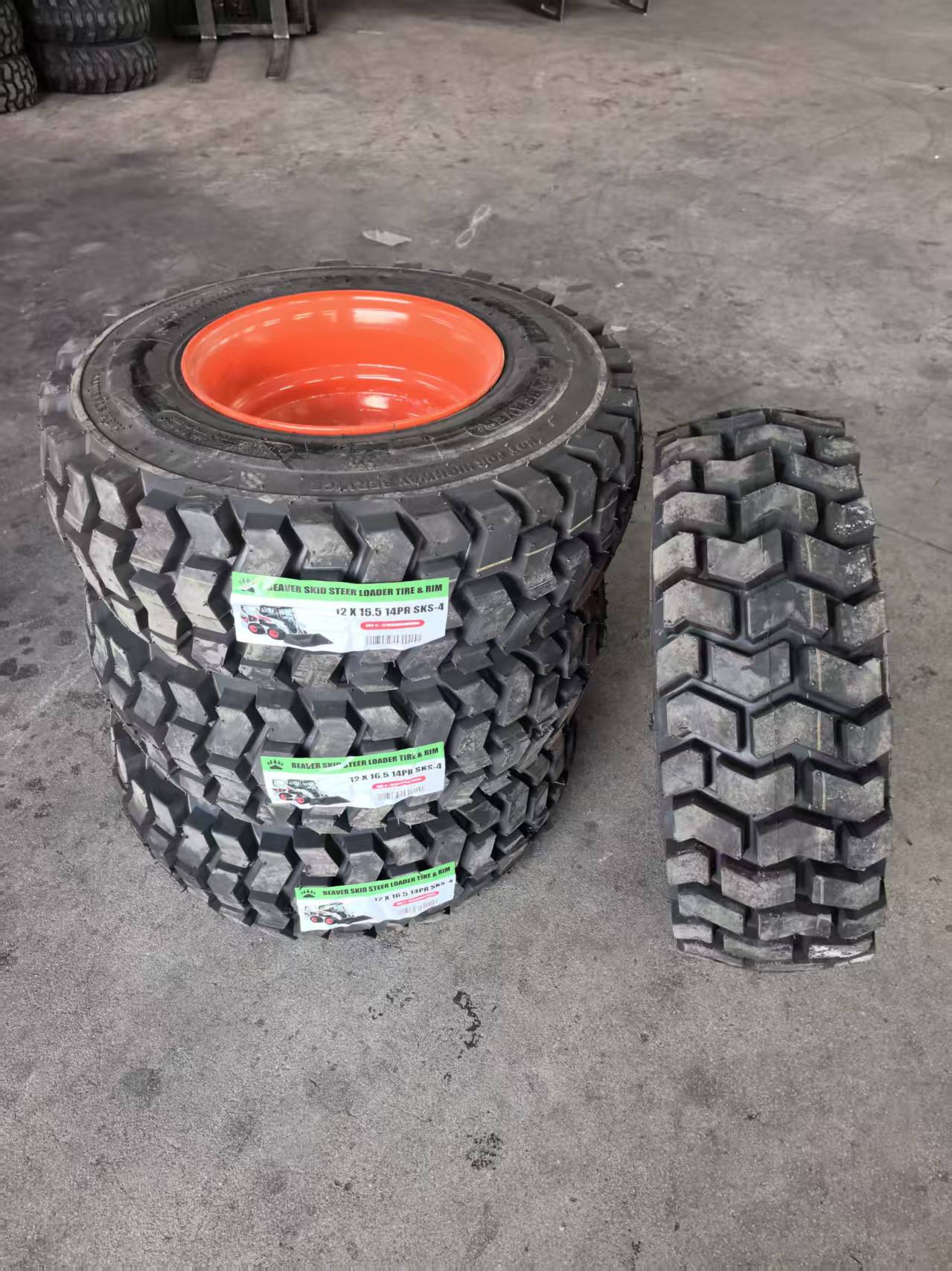 Heavy Duty Skid Steer Tires & Rims – 10x16.5 to 15x19.5 | SKS - 1 & SKS - 4 Options - Skid Steer Tires & Rims with 10 - 16.5 SKS - 4 Tire & Rim – 12 Ply Assembly | Sold by Uncle Wiener's Wholesale