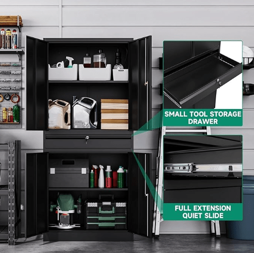 Heavy Duty Steel Storage Cabinet 31.5″ × 15.7″ × 70.9″ Locking Garage Cabinet Black YCSTC07 - with | Sold by Uncle Wiener's Wholesale