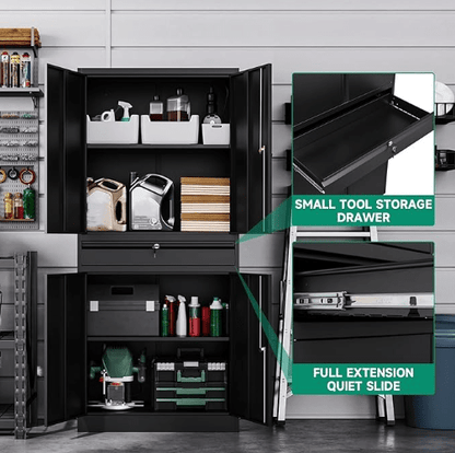 Heavy Duty Steel Storage Cabinet 31.5″ × 15.7″ × 70.9″ Locking Garage Cabinet Black YCSTC07 - with | Sold by Uncle Wiener's Wholesale