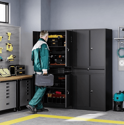 Heavy Duty Steel Storage Cabinet 31.5″ × 15.7″ × 70.9″ Locking Garage Cabinet Black YCSTC07 - with | Sold by Uncle Wiener's Wholesale