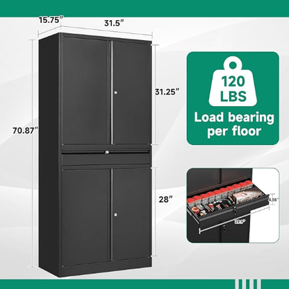 Heavy Duty Steel Storage Cabinet 31.5″ × 15.7″ × 70.9″ Locking Garage Cabinet Black YCSTC07 - with | Sold by Uncle Wiener's Wholesale