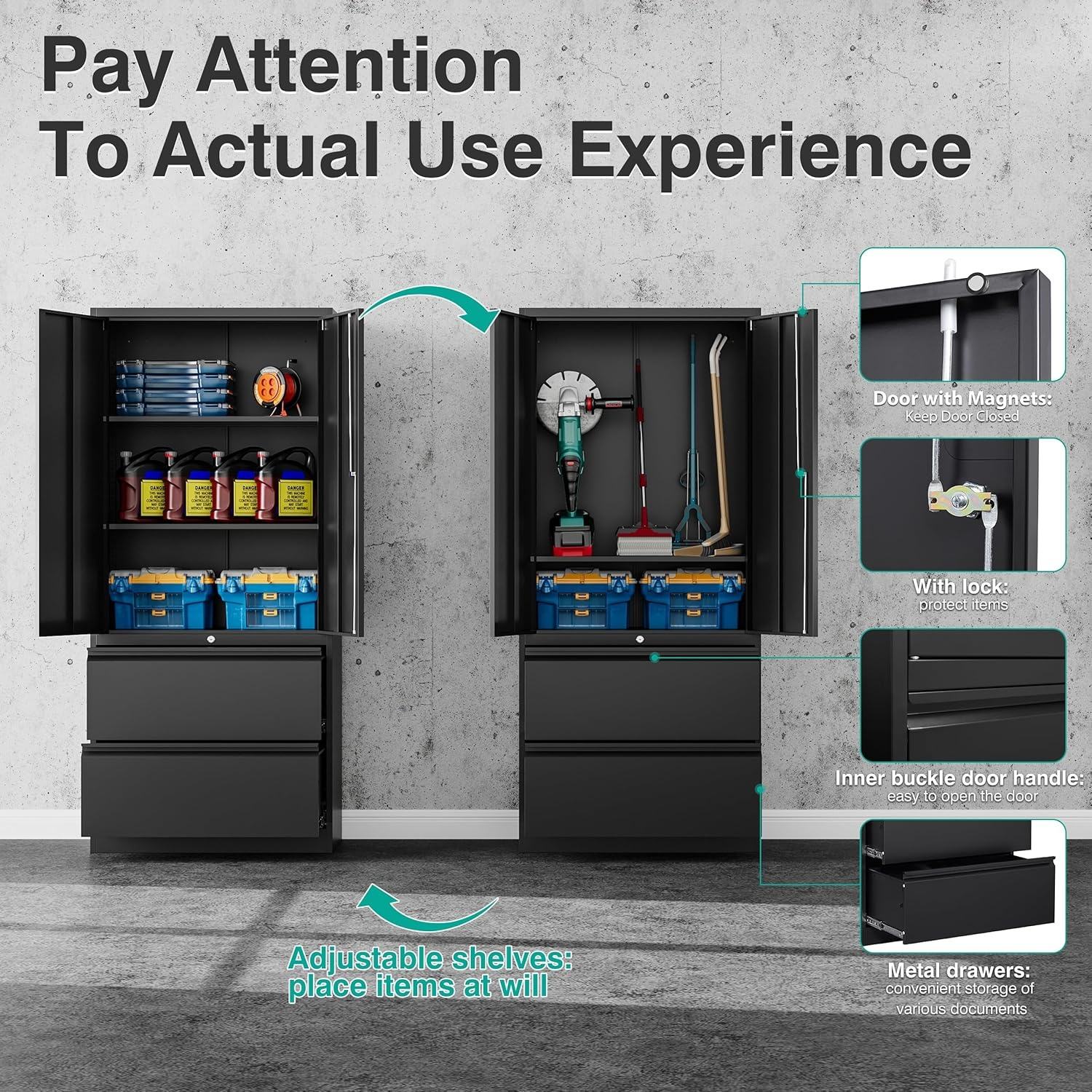 Heavy Duty Steel Storage Cabinet 31.5″ × 15.7″ × 70.9″ Reinforced Black YCDM219 - with | Sold by Uncle Wiener's Wholesale