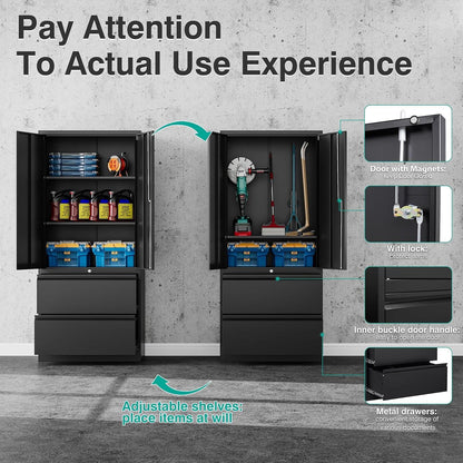 Heavy Duty Steel Storage Cabinet 31.5″ × 15.7″ × 70.9″ Reinforced Black YCDM219 - with | Sold by Uncle Wiener's Wholesale