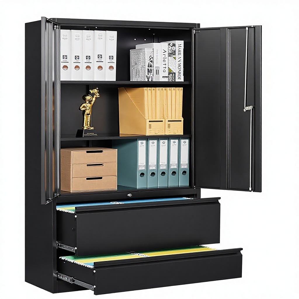 Heavy Duty Steel Storage Cabinet 31.5″ × 15.7″ × 70.9″ Reinforced Black YCDM219 - with | Sold by Uncle Wiener's Wholesale