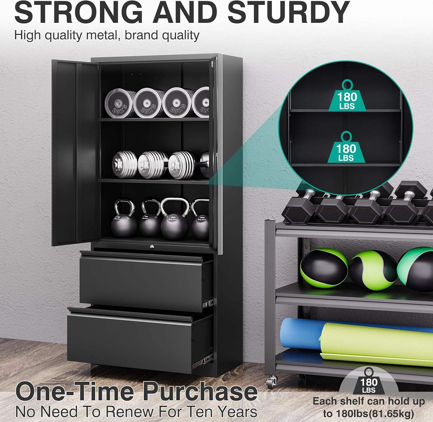 Heavy Duty Steel Storage Cabinet 31.5″ × 15.7″ × 70.9″ Reinforced Black YCDM219 - with | Sold by Uncle Wiener's Wholesale