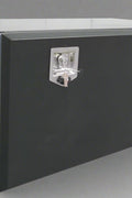 “Black steel underbody truck tool box with compression latch”
• “Weather-sealed steel tool box for work truck storage”
• “Multiple-size truck-mounted underbody storage box”