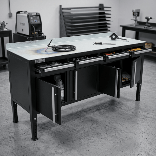 Heavy-Duty Welding Table & Tool Bench – Steel Workbench with Drawers ...