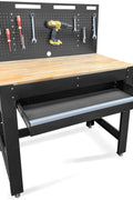 Heavy - Duty Steel Workbench with Power Strip, Drawer & Pegboard – Model WT006B - with | Sold by Uncle Wiener's Wholesale