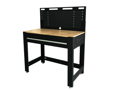Heavy - Duty Steel Workbench with Power Strip, Drawer & Pegboard – Model WT006B - with | Sold by Uncle Wiener's Wholesale
