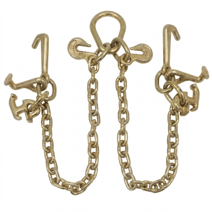 Heavy - Duty V - Chain Bridle & Tow Chains – Grade 70 Recovery Chains for Towing & Hauling - Chains & Rigging with 5/16" x 7.5 Ft Per Leg 5/16″ V - Chain Bridle | Sold by Uncle Wiener's Wholesale